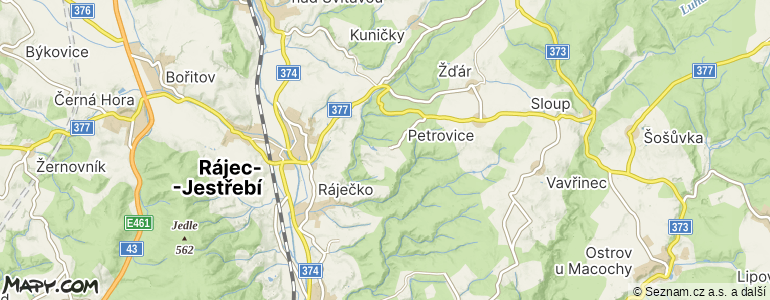 Mapa místa inzerátu — Rájec-Jestřebí - Karolín