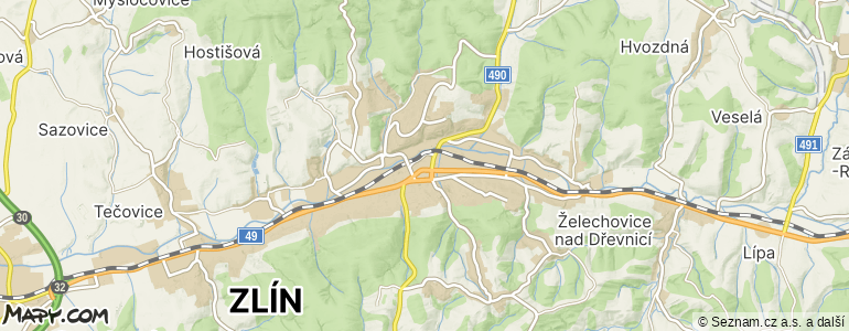 Mapa místa inzerátu — Zlín