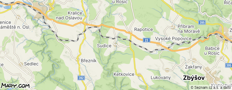 Mapa místa inzerátu — Sudice