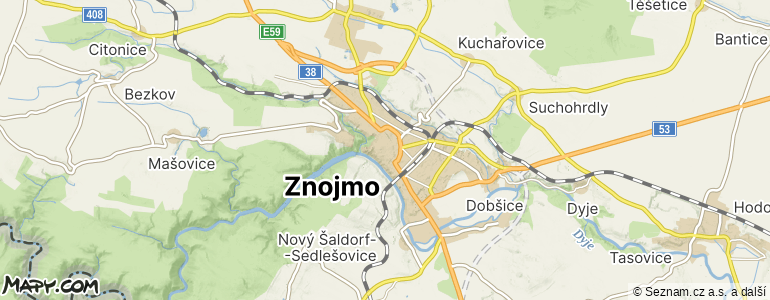Mapa místa inzerátu — Znojmo