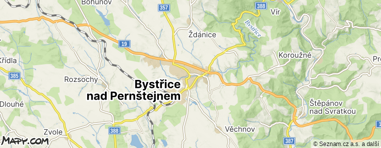 Mapa místa inzerátu — Bystřice nad Pernštejnem