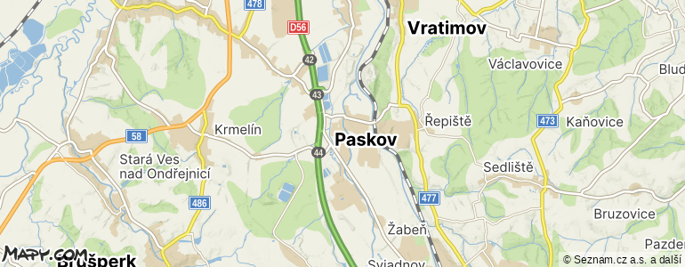 Mapa místa inzerátu — Paskov