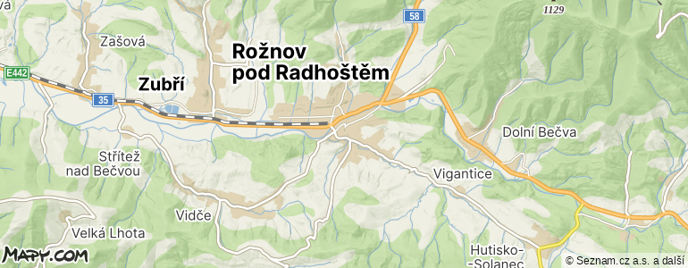 Mapa místa inzerátu — Rožnov pod Radhoštěm